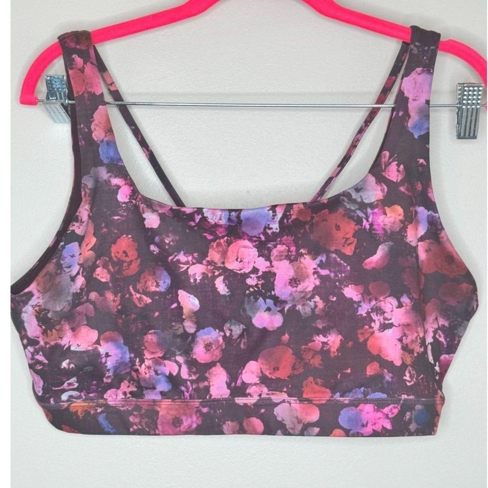 Athleta Floral Performance Skirt & Sports Bra Set Purple Pink Activewear
